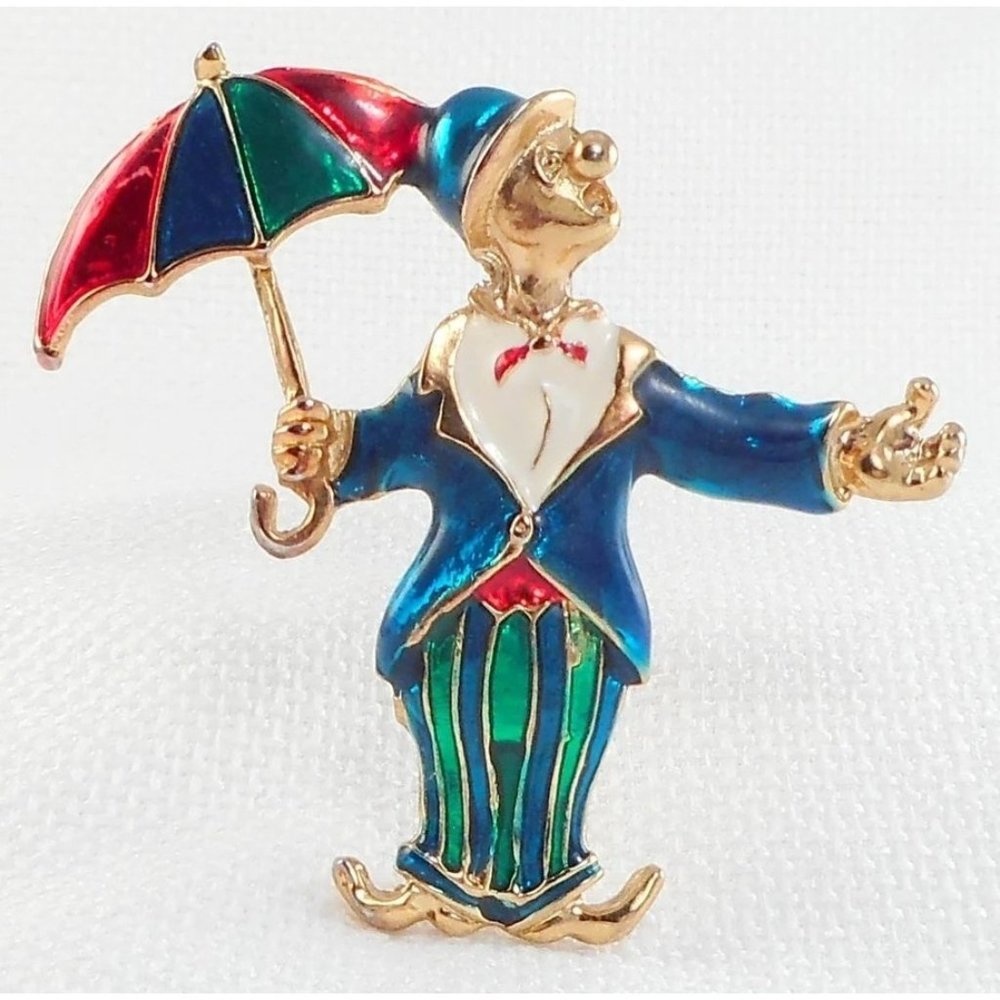 Vintage Colorful Enamel Clown Pin Hobo Clown